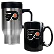 Philadelphia Flyers Stainless Steel Travel Mug & Black Ceramic Mug Set - Primary Logo NHL Hockey