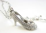 Disney Couture Silver Plated  Cinderella Slipper  Pave Crystals Necklace ! 08 Kidada Jones Newest...