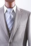 Men's Superior 150s Single Breasted Two Button Light Taupe 3 pcs Vested Dress Suit