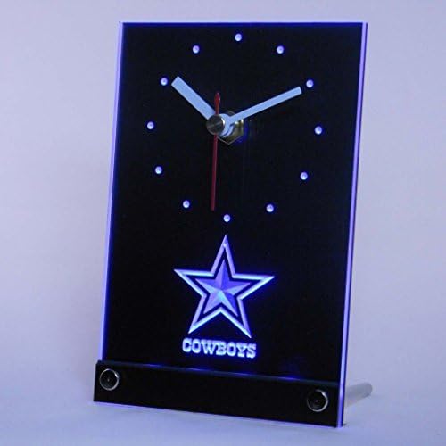 NFL Sign Football Sports Fan Best Design Exclusive Colorful Table Desk 3D LED Neon Clock night light Dallas Cowboys (Blue)