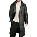 BGSD Men's Classic Leather Trench Coat - Black XX-Large