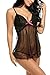 Avidlove Sexy Lingerie for Women Lace Babydoll Chemise Set Black L