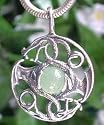Sterling Silver Twisted Dragon Green Aventurine Pendant