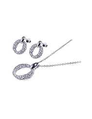 Nickel Free Sterling Silver Pendant & Earring Sets Matching O CZ Earring And Necklace