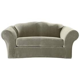 Stretch Piqué 2-pc. Sofa Slipcover - Sage Green