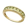 14Kt Yellow Gold Channel Green Peridot Ring