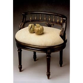 Cafe Noir Finish Vanity Seat