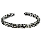 Eve's Addiction Designer Style Vintage Scroll Sterling Silver Cuff Bracelet