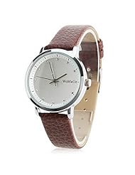Simple PU Leather Style Analog Quartz White Dial Womens Watch #SWALWW0753BR
