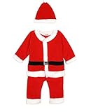 【ドリーム ショップ】サンタ服 帽子付き ベビー服 キッズ クリスマス サンタクロース 衣装 赤ちゃん サンタ服 (80cm適応, 男児)