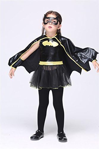 YiCos Girl Kids Children Superhero Batman Cosplay Halloween Party Costume (Size XL(50-54in))