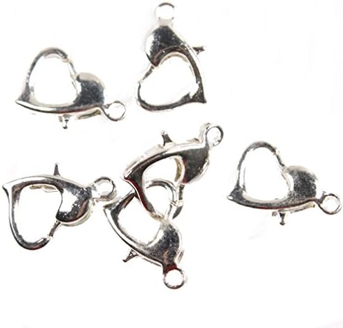 Heart Silvery Jewelry Lobster Clasps Findings 12x8x3mm 100pcs