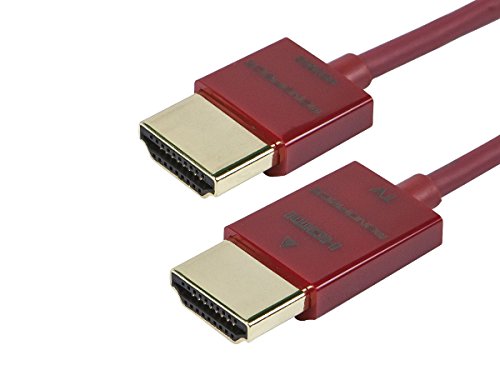 Monoprice Ultra Slim Series 6ft 10.2Gbps High Performance HDMI® Cable w/ RedMere® Technology Supports Ethernet, 3D, 4K and Audio Return - Red