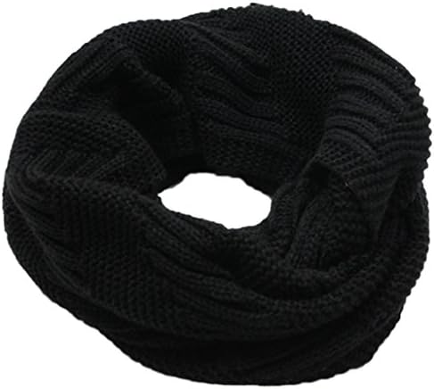 CARVIAN Wrapables Winter Warm Infinity Scarf Thick Ribbed Knit Circle Loop Scarf(Black)