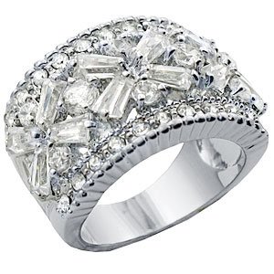 Size 10 - 3.50 Ct Round and Emerald-cut Designer Cubic Zirconia Cz Cocktail Ring Swarovski