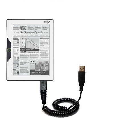 Coiled USB Cable for the Skiff Reader with Power Hot Sync and Charge capabilities - uses Gomadic TipExchange Technology