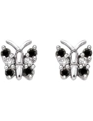 14K White Gold 1/4 ct. Black and White Diamond Butterfly Earrings