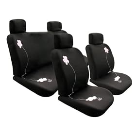 On Sale...... Car Seat Covers Full Set Bloom Black with Pink Flower Embroidery 114