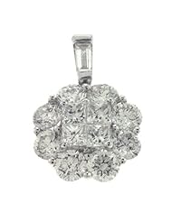 14K White Gold 1.82cttw Round Diamond Pendant