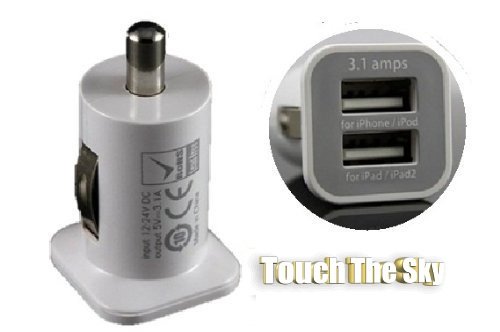 USBチャージャー シガーソケット対応/車載用充電器 【ダブルUSB Dual 2ポート】 ipad iphone ipod android タブレット スマートフォン 12V/24V車対応 3.1A