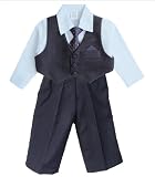 Dark Navy Pinstripe Vest Suit and Pants with Shirt and Tie ~ infant - child