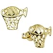 14k Yellow Gold Hoop Basketball Stud Earrings