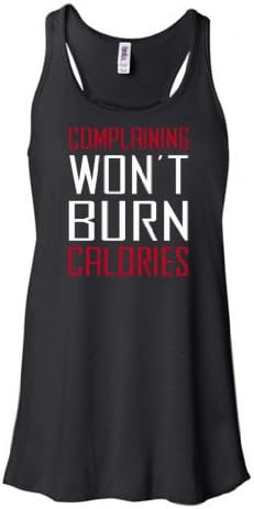 Complaining Won't Burn Calories Fitness Racerback Black Tank Top with Saying 2X-Large