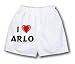 White Boxer Short with I Love Arlo