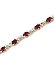 14kt Yellow Gold Oval Garnet and Diamond Bracelet