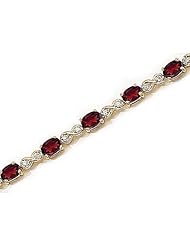 14kt Yellow Gold Oval Garnet and Diamond Bracelet