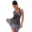 Neckholder Minikleid fantasy Schwarz Flieder (0606)
