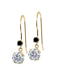 1.13 Ct Round G/H Diamond Black Diamond 14K Yellow Gold Earrings