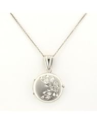 14K White Gold Diamond-Cut Locket