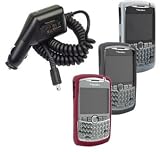 4 Pieces Value Combo of White, Dark Red and Gray Silicone Skin Cover Case with Car Charger for Blackberry Curve 8300 8310 8320 8330