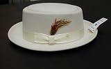 New Mens Cream Porkpie Hat (Pork Pie) - 100% Wool, Extremely Stylish, Very High Quality!