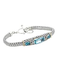 Greg Anthony Bali 18K & Silver Blue Topaz Adj. to 8 in. Bracelet