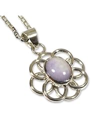 Jade flower necklace, Maya Lilac - Unique Floral Sterling Silver Pendant Jade Necklace