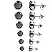 Besteel 2 Pairs Stainless Steel Mens Womens CZ Stud Earrings Pierced Earrings Black 20G 3-8mm (G:6 pairs)