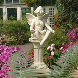 Bambi the reading fairy statue home sculputre pedestal