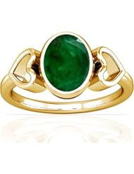 14K Yellow Gold Oval Cut Emerald Womens Astrological Ring