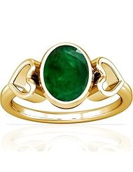 18K Yellow Gold Oval Cut Emerald Womens Astrological Ring