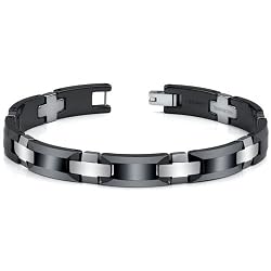Sophisticated Tungsten and Ceramic Link Bracelet for Men
