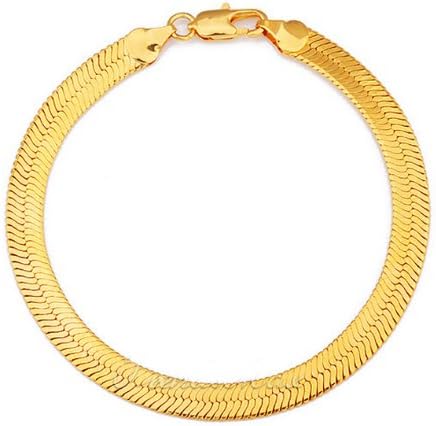 TKC Herringbone Link Chain 18K Gold Filled - 6.5mm 8.6" Mens Womens Bracelet