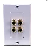 GLS Audio 4 Post Binding Banana Plug Wall Plate White (4 Posts for 2 Speakers)