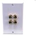 GLS Audio 4 Post Binding Banana Plug Wall Plate White (4 Posts for 2 Speakers)