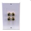 GLS Audio 4 Post Binding Banana Plug Wall Plate White (4 Posts for 2 Speakers)