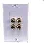 GLS Audio 4 Post Binding Banana Plug Wall Plate White (4 Posts for 2 Speakers)