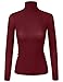 Doublju Womens Long Sleeve Thin Ribbed Knit Turtleneck Top (Made In USA)