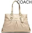 Authentic Coach Bone White Leather Ashley Large Carryall Satchel Bag 15513