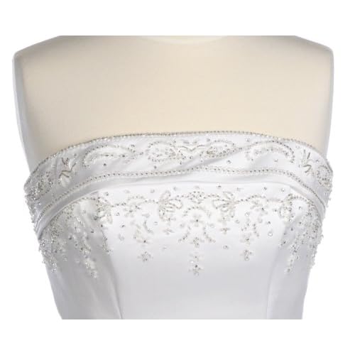 White Satin Strapless Wedding Gown
